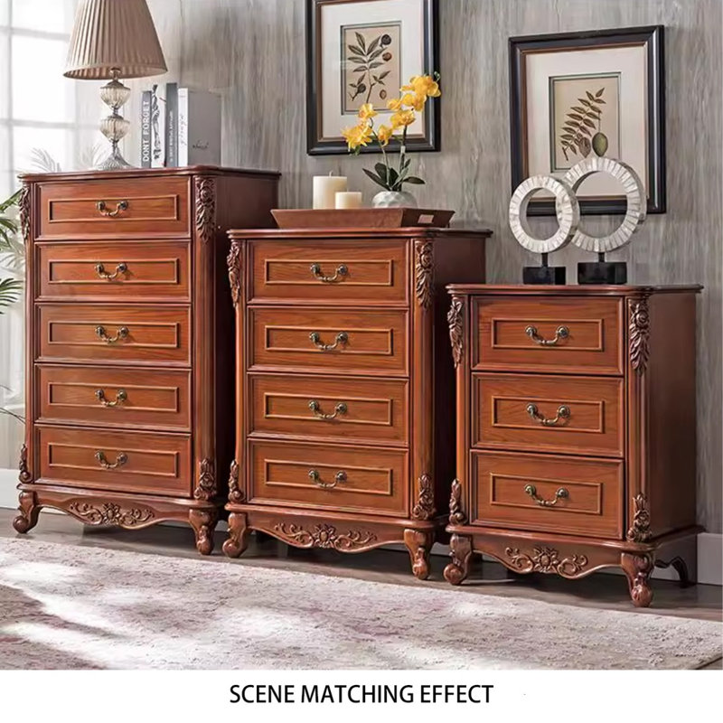 Armoire d'appoint cerisier massif et bois manufacturé, H 37,4 po x L 27,17 po x l 15,35 po