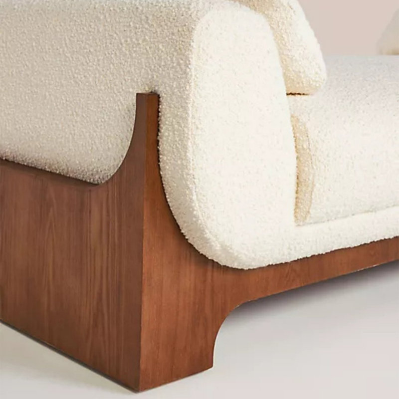 Banc rembourré blanc, H 16,54 po x l 70,87 po x P 19,69 po