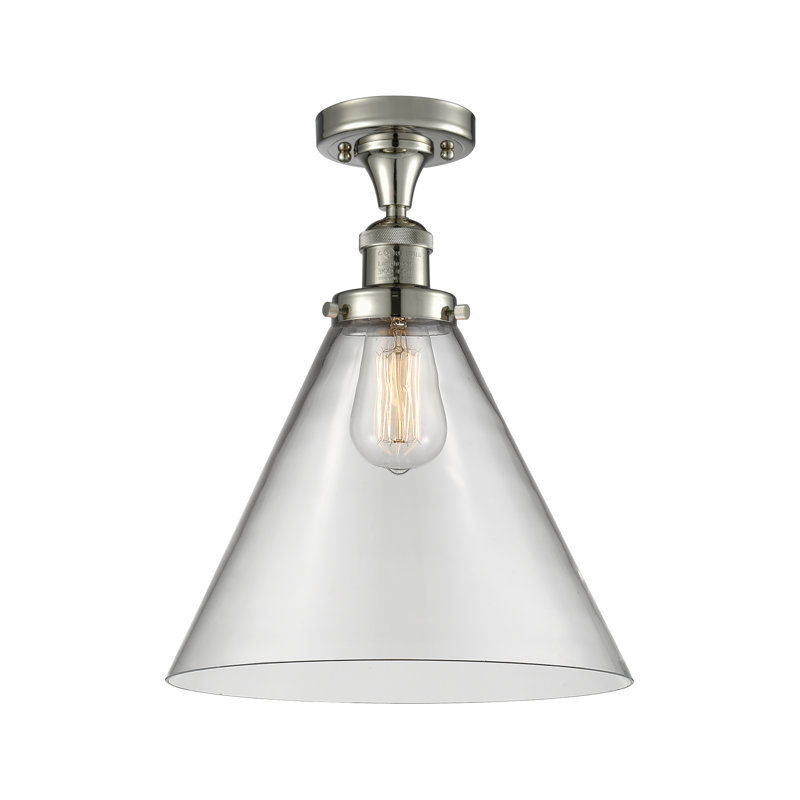 Plafonnier semi-encastré 1 lumière 12 po Chris, Ampoule DEL 6 watts Vinage, Transparent / clair, Nickel poli