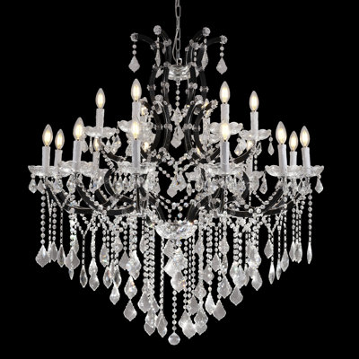 Lamarco Crystal Chandeliers,Large Foyer Chandeliers for High Ceilings, Black Staircase Chandeliers Big Entry