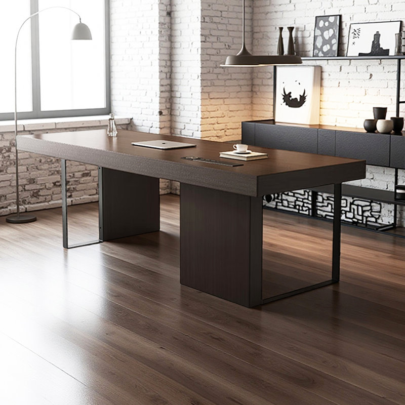 Bureau de luxe en pierre frittée clair, H 29,53 po x l 70,87 po x P 27,56 po
