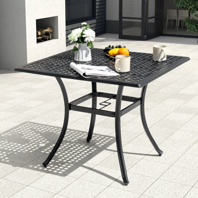 Square Cast Aluminum Outdoor Dining Table With Umbrella Hole