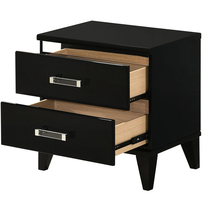 Table de chevet contemporaine 2 noire - solide et idéale pour la chambre à coucher