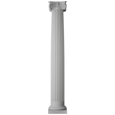 Endura-Stone Fluted Column Round Shaft Tapered Tuscan Base/Temple of Winds Capital, Unsplit/Whole