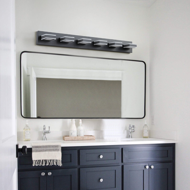 Éclairage à DEL à intensité variable pour meuble-lavabo, Six lumières, Noir mat