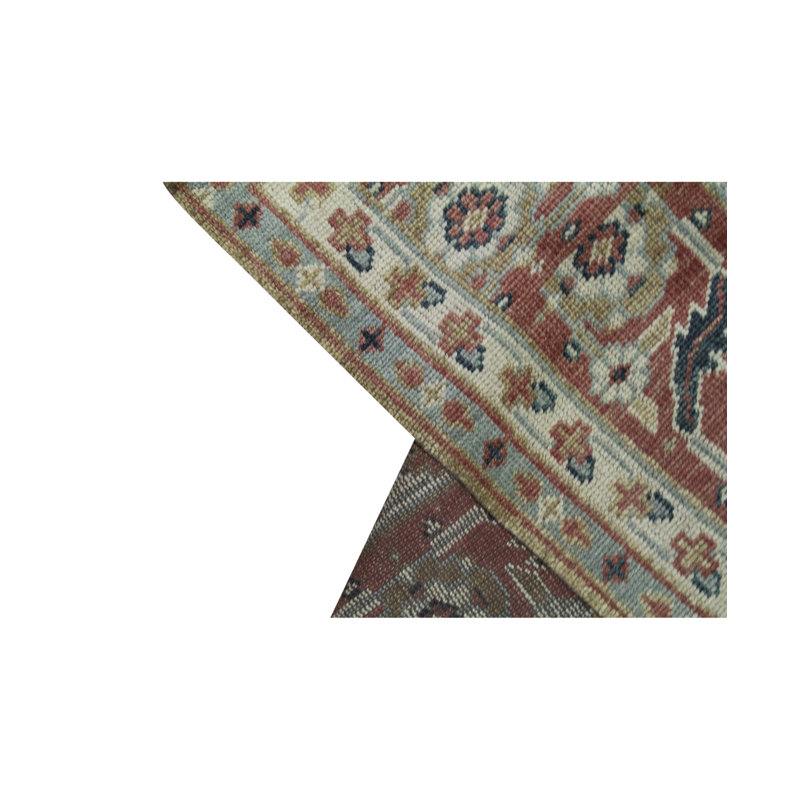 Hand-Knotted High-Quality Pink and Green Area Rug