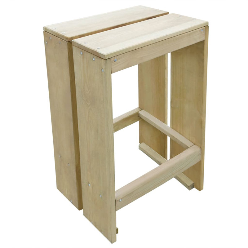 Perris Union Rustic Bar Set with Solid Wood Outer Material