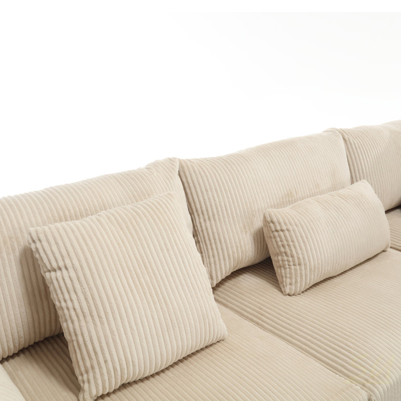 Canapé modulaire surdimensionné, canapé modulaire convertible, velours côtelé pour le salon, Tissu beige