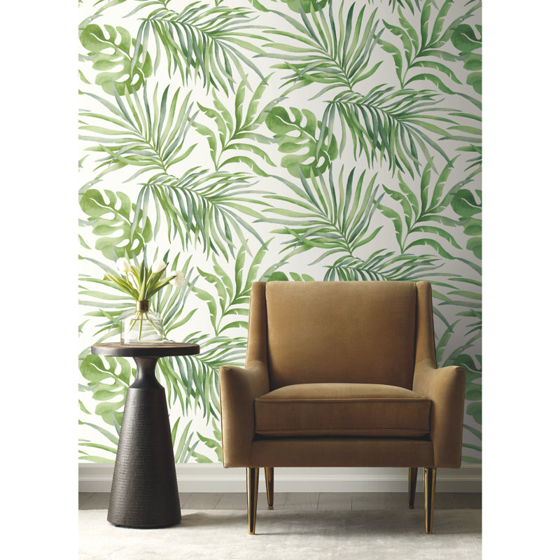 Paradise Palm Floral Peel & Stick Wallpaper Roll, Green