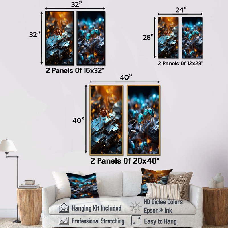 Ensemble d'art numérique sur toile fourmis Pixelated, H 28 po x l 25 po, Toile tendue