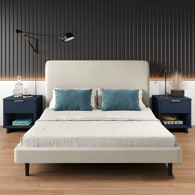 Laureli 18.11'' W Solid Wood Nightstand, Midnight Blue, Set of 2