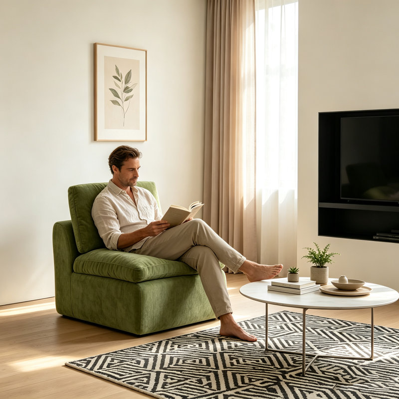 Fauteuil d'appoint en chenille à compression 33 po Moorebank, Olive Green