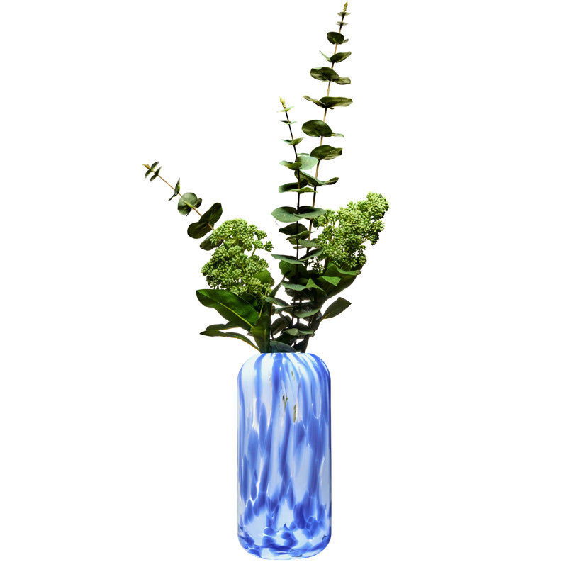Lava Handmade Glass Table Vase, 27.5cm H x 12.5cm W x 12.5cm D, Blue