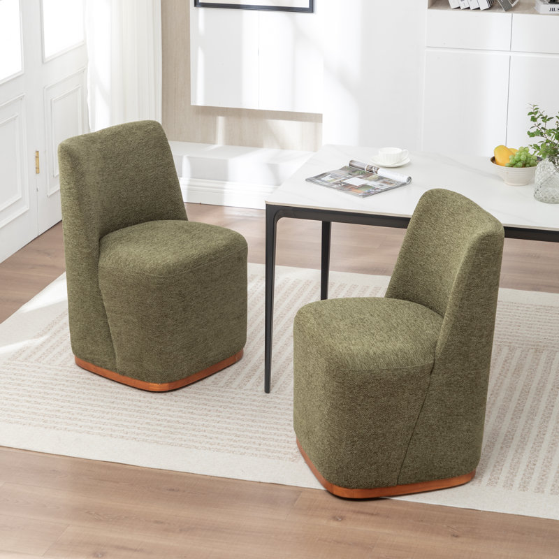 Markwart Upholstered Caster Dining Chair (Set of 2) , Green