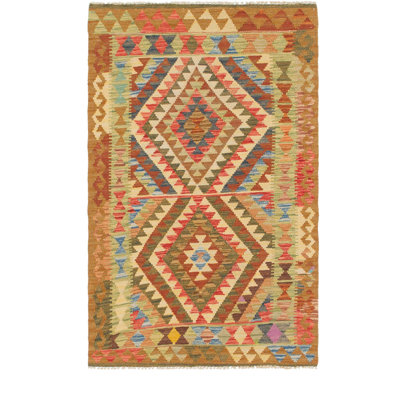Tapis de la zone en laine de couloir 3 pi 2 po x 6 pi à main one-of-kind noué la brown Lorain