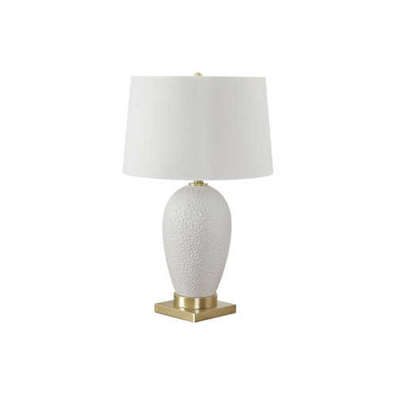 26" Transitional White Ceramic Table Lamp with Ivory/Cream Shade for Timeless Style