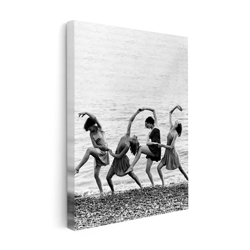 Beach Dancers, Black Framed, Canvas, 08"H x 10"W