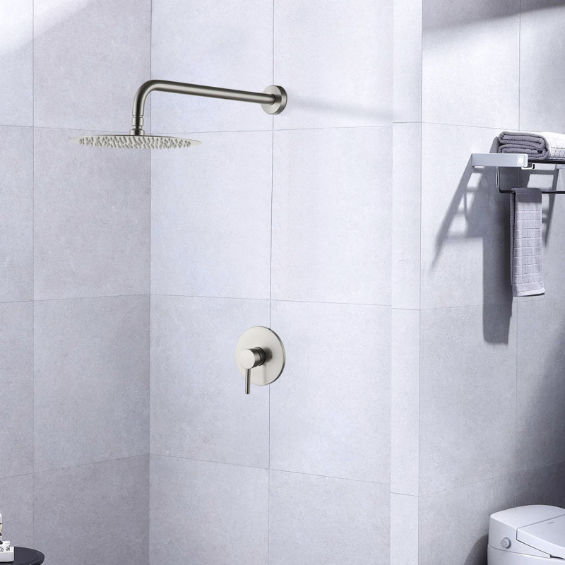 Robinet de douche mural en nickel brossé avec valve