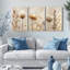 Ensemble de 3 tableaux sur toile tendue, motif de fleurs séchées beiges inspirées par la nature-2059216623