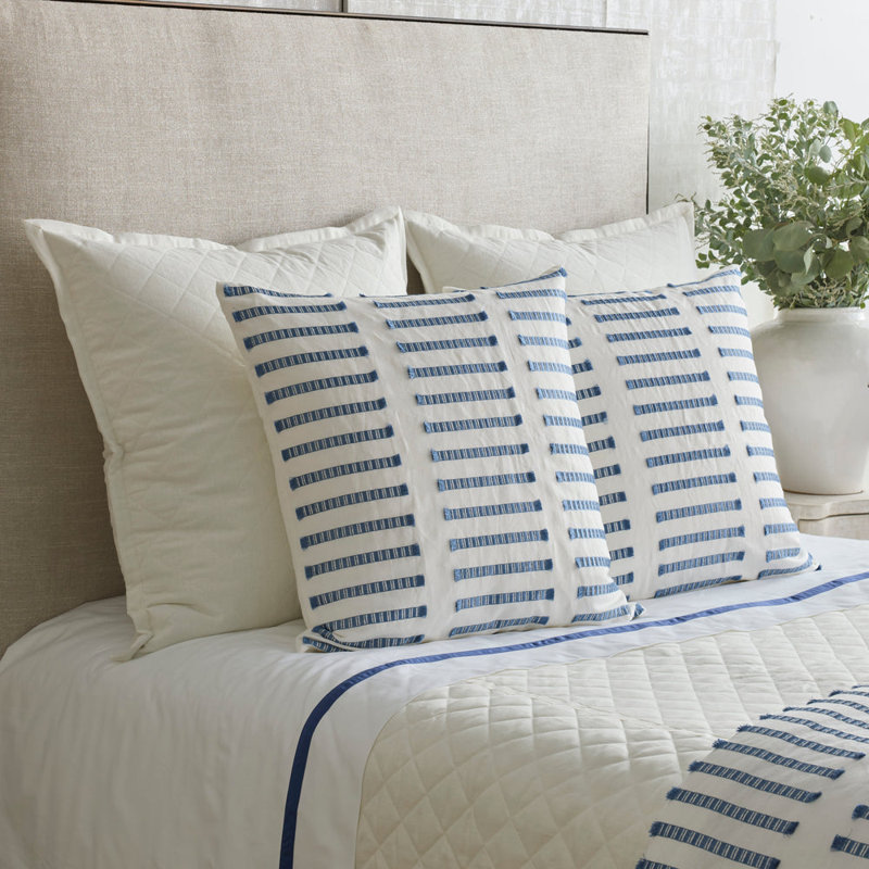 Ready-To-Bed 2.0 Cotton & Trim Sheet Set, White/Periwinkle, Queen Sheet Set with 2 Pillowcases