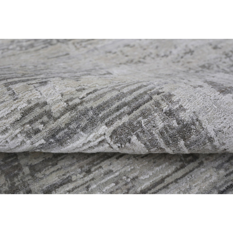 Abstract Area Rug in Silver, Rectangle 12' x 15'