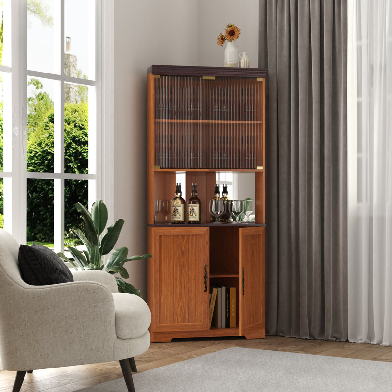 Armoire à vin avec portes en verre trempé, Chêne foncé