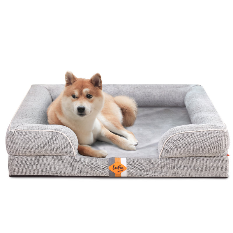 Canapé pour chien en mousse à mémoire de forme Laifug, lit moyen, avec doublure imperméable et housse amovible lavable