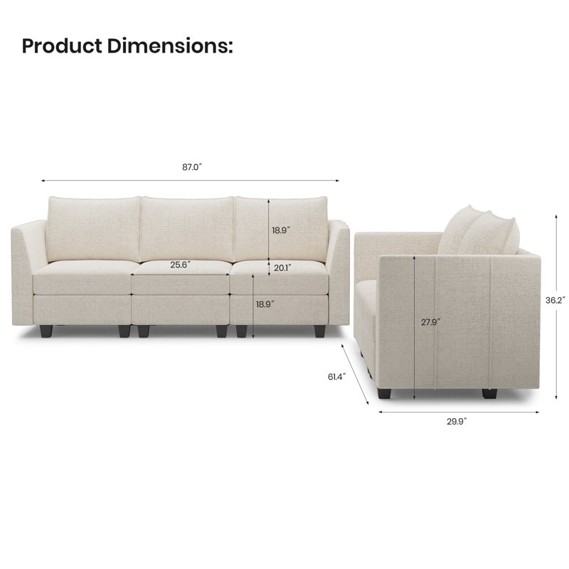 Ensemble de canapés modulaires 2 pièces Aurora, Beige