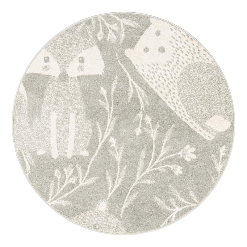 Whimsy Machine Woven Polypropylene Plastic Rug, Round 5'3"