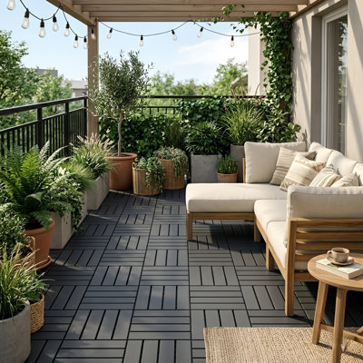 Quick-install Interlocking Deck Tiles (44-piece Set) - For Patio, Pool, Balcony, Indoor/outdoor - Durable & Easy To Clean