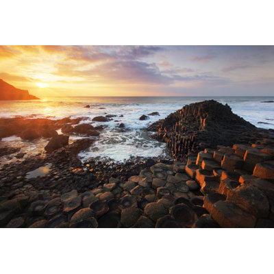 Beautiful Sunset at The Giant's Causeway 1 Piece Wrapped Canvas Wall Art