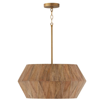 Luminaire suspendu géométrique en bois 4 lumières Nadeau