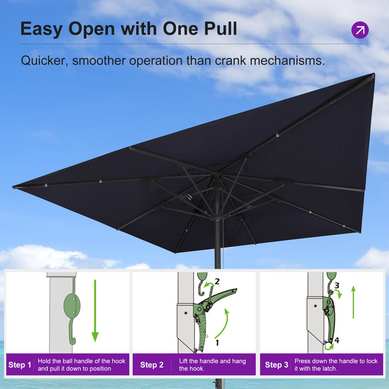 Parasol de table semi-automatique pour l'extérieur, Marine