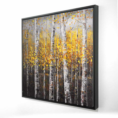 Sunny Birch Trees Canvas - Contemporary Home Decor Framed Art