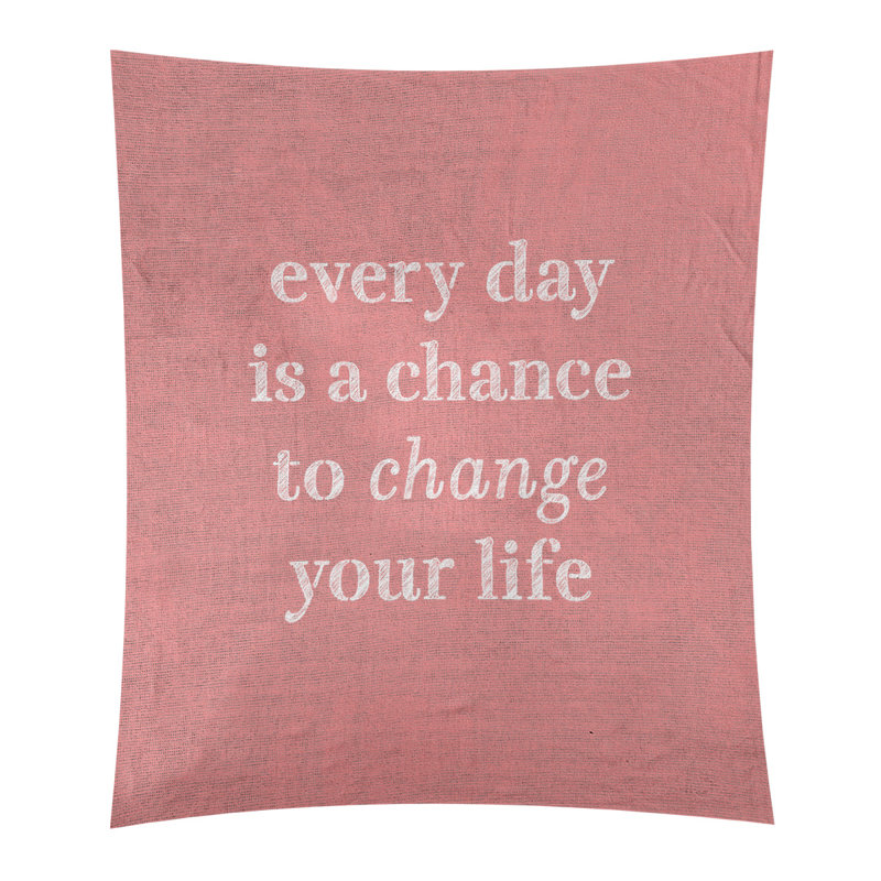 Tapisserie en polyester changer votre citation vie, H 27,5 po x l 37,5 po, Rouge / blanc