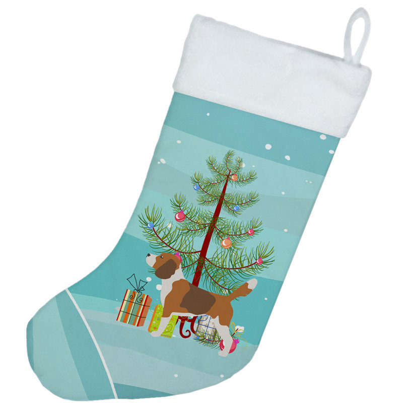 Chaussette de noël joyeux de noël, Beagle brun
