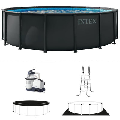 Intex: Ultra XTR Frame Pool Set - 20' x 48" - Deluxe Above Ground Swimming, SX2100 Sand Filter Pump, Hydro Aeration, Ladder-Cover, 7947 Gal, 26333EP