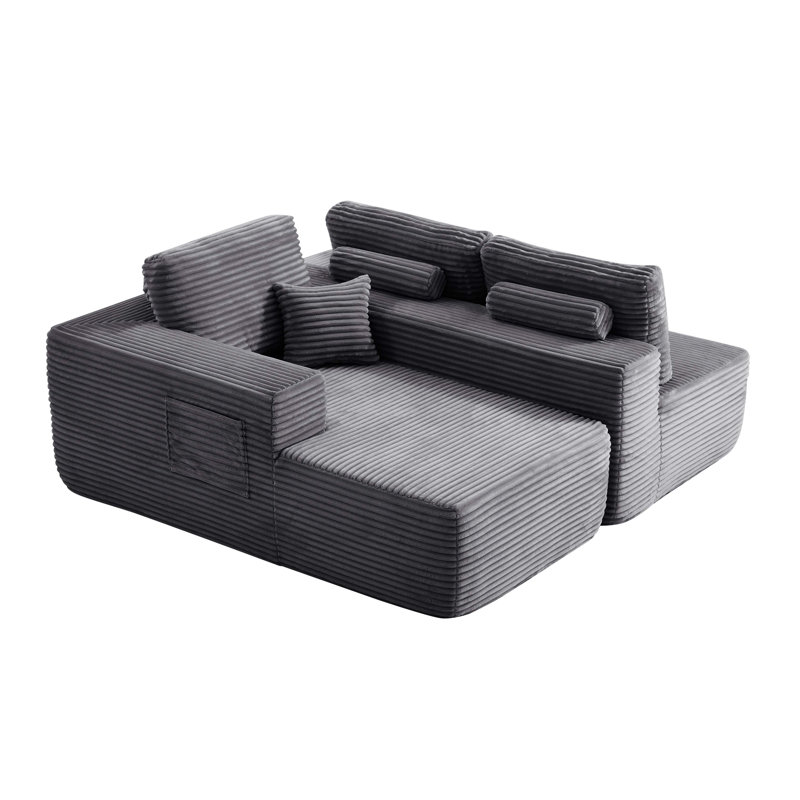 104" Cloud Sectional Sofa With L-Shape Chaise And Side Pockets, Modern Modular Design, Deep Seating, Upholstered Couch For Living Room/Bedroom, No Assembly Required (Plush Fabric), Left-Facing