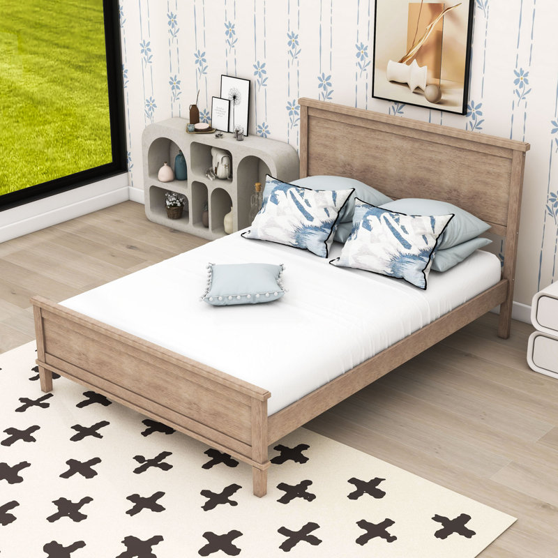 Lit plateforme en bois avec tête de lit, Lit double