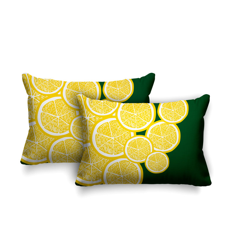Coussin lombaire intérieur / extérieur jaune citron, Vert