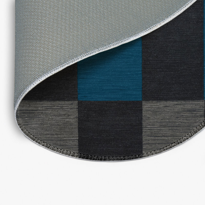 Tapis d'intérieur et d'extérieur à carreaux gris, Rond 5 pi