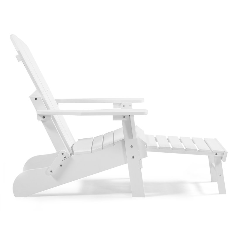 Morphew Foldable Outdoor Adirondack Chair With Ottoman, White