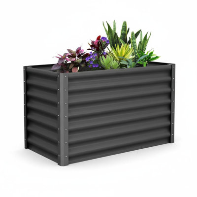 Lit de jardin surélevé rectangulaire en métal, boîte à fleurs d'extérieur en acier galvanisé pour légumes, fleurs et herbes - Assemblage durable, non toxique et facile