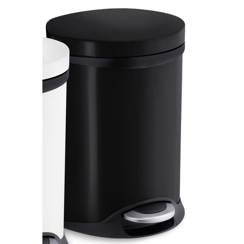 Poubelle à pédale en acier 1,58 gallons, Noir