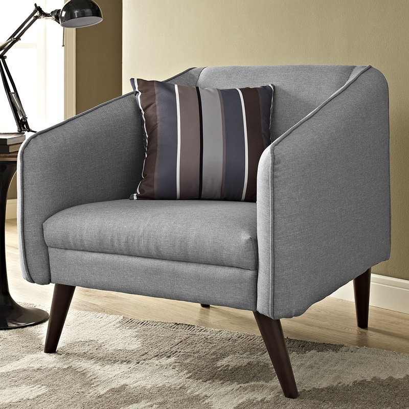 Chaise avec accoudoirs coulissant en noyer foncé / polyester / plastique Living par Modway, Velours gris pâle