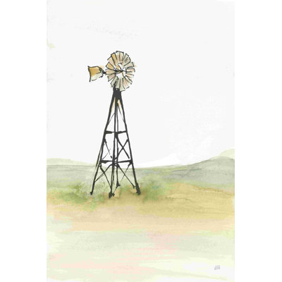 «Windmill Landscape I» par Chris Paschke, peinture sur toile tendue