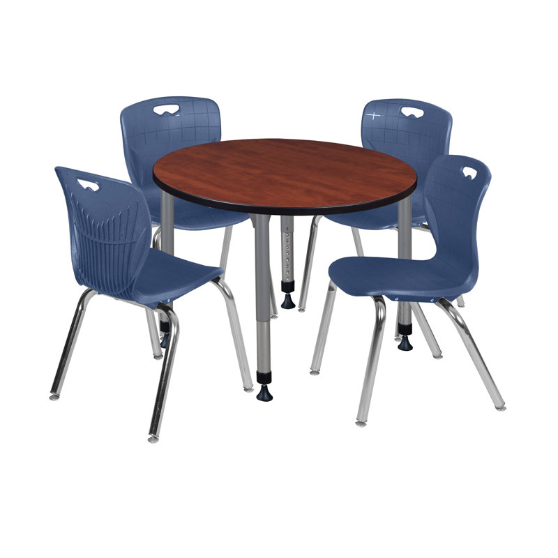Ensemble de table de salle à manger et de chaises Kee Mobile, H 34 po x L 42 po x l 42 po, Bleu, Cerisier