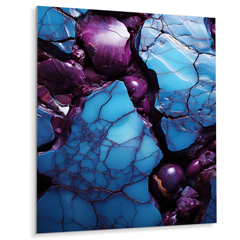Blue And Purple Seamless Marble River I - Abstract Metal Wall Art Decor, 20" H x 12" W x 1" D