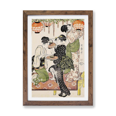 Ladies Under a Wisteria Tree by Kitagawa Utamaro - Framed Print