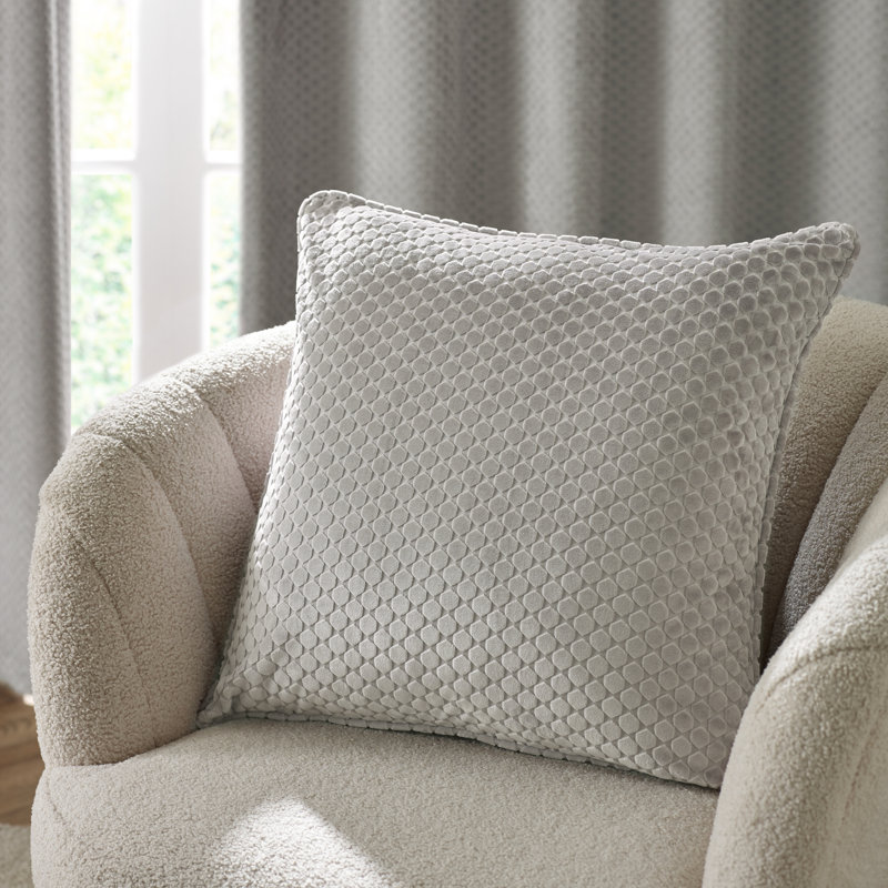 Neptune Geometric Square Throw Pillow Cover, Silver